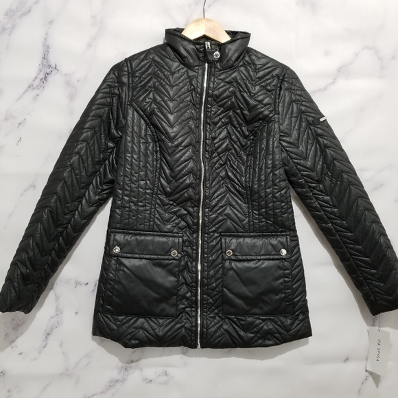 VIA SPIGA Quilted Lightweight Black Jacket - Picture 11 of 11